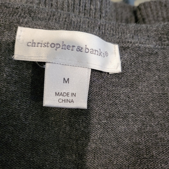 Christopher & Banks City at Night Zip Front Gray Cardigan Size M - Picture 7 of 9
